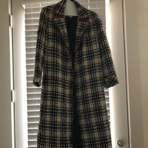 Shin Jang Kyong tweed long coat (Chanel vibes).